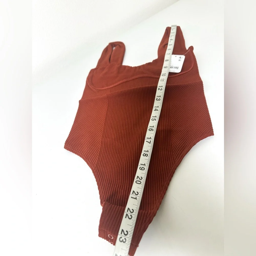 Free People Sleek Rib Tank Body Suit in Brown size M/L NWT
